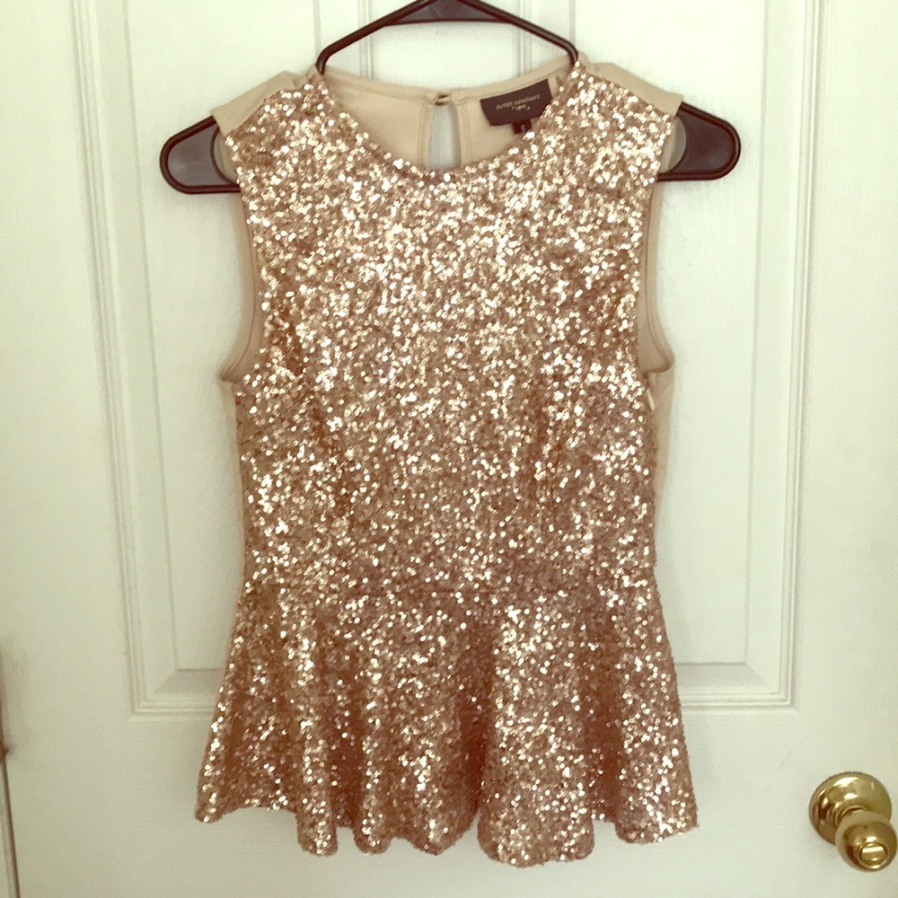 Rose Gold Sequin Peplum Top